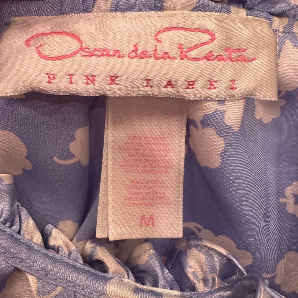OSCAR DE LA RENTA PINK LABEL Nightgown Light Blue Floral Dainty Medium VGUC - Picture 3 of 3